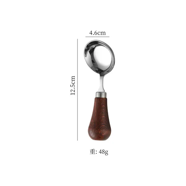 Zy-316l children's round spoon with walnut handle