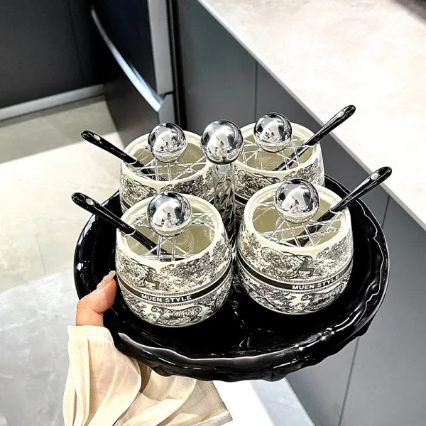 Flower seasoning jar-5 piece set with handle