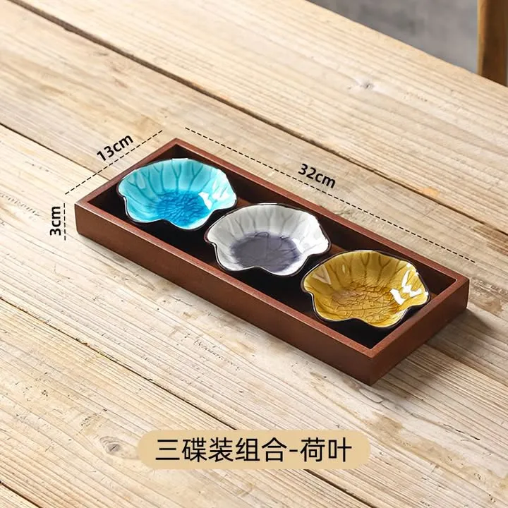 walnut plate 3-dish set/remarks on color change required